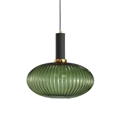 Luminária Suspensa, Design em Vidro Estriado, Estilo Vintage, Abajur de 12 Polegadas