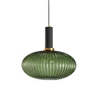 Luminária Suspensa, Design em Vidro Estriado, Estilo Vintage, Abajur de 12 Polegadas