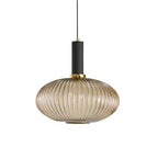 Luminária Suspensa, Design em Vidro Estriado, Estilo Vintage, Abajur de 12 Polegadas