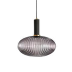 Luminária Suspensa, Design em Vidro Estriado, Estilo Vintage, Abajur de 12 Polegadas