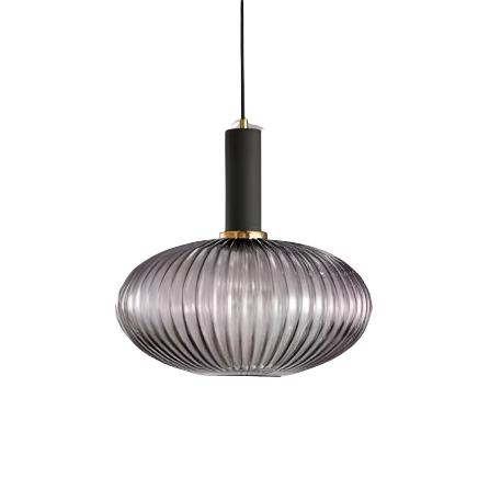 Luminária Suspensa, Design em Vidro Estriado, Estilo Vintage, Abajur de 12 Polegadas