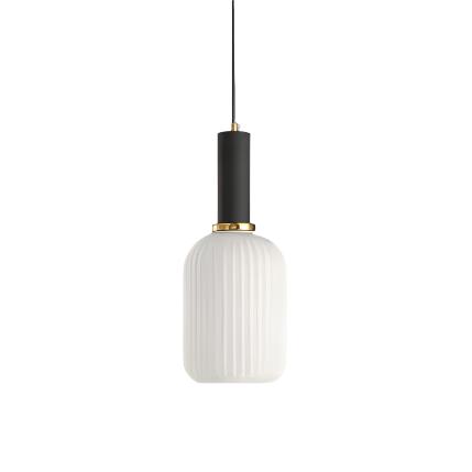 Luminária Suspensa, Design em Vidro Estriado, Estilo Vintage, Abajur de 12 Polegadas