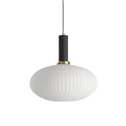 Luminária Suspensa, Design em Vidro Estriado, Estilo Vintage, Abajur de 12 Polegadas