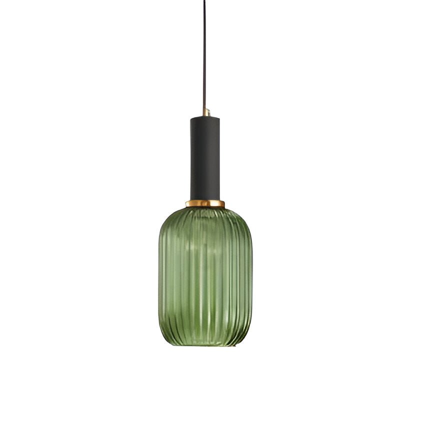 Luminária Suspensa, Design em Vidro Estriado, Estilo Vintage, Abajur de 12 Polegadas