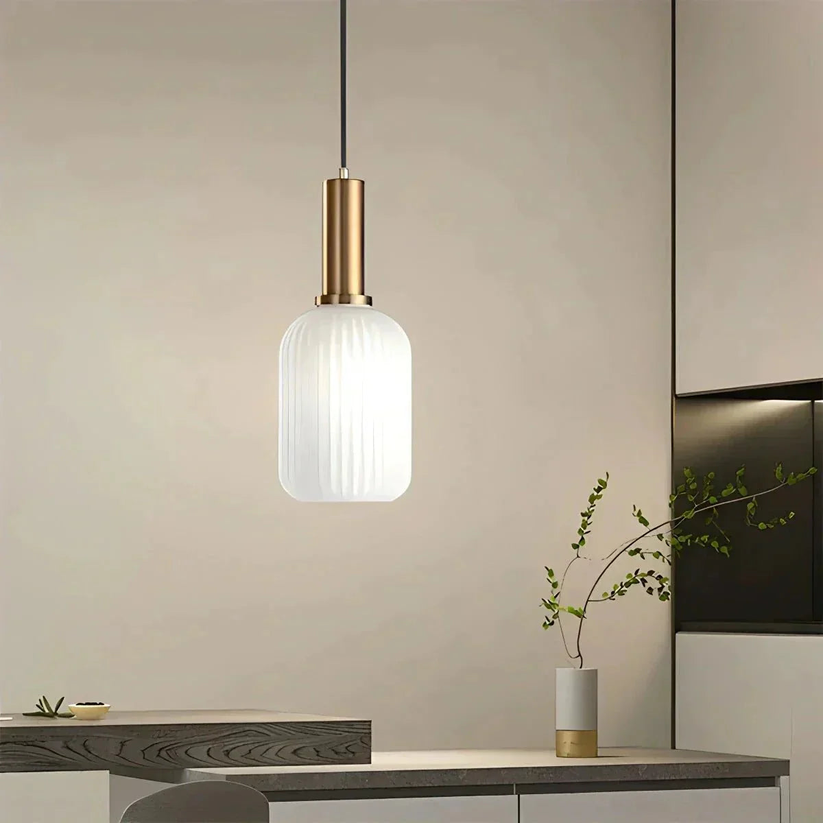 Luminária Suspensa, Design em Vidro Estriado, Estilo Vintage, Abajur de 12 Polegadas