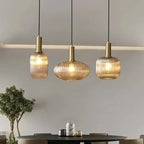 Luminária Suspensa, Design em Vidro Estriado, Estilo Vintage, Abajur de 12 Polegadas