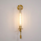 Væglampe, massiv messing, ribbet klart glas, E27, fransk klassicisme