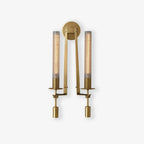 Solid brass wall lamp with aged gold finish and glass shade