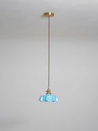 French Flower Pendant Light, Pleated Glass Shade, Brass, E27
