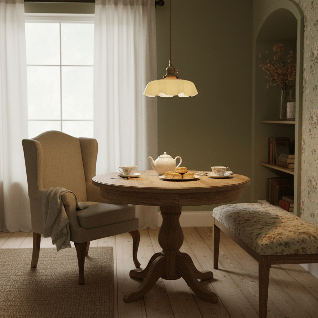 Pleated glass pendant light with beige shade and brass fitting