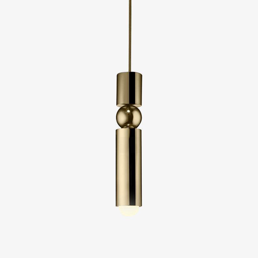 Geometric pendant light with cylinder cluster and warm glow