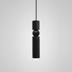 Geometric pendant light with cylinder cluster around a sphere