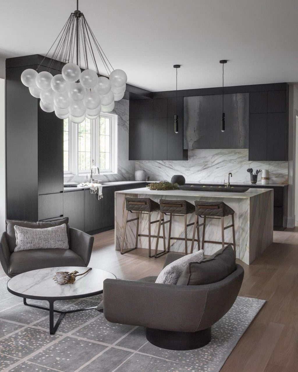 Pendant Light, Geometric Cylinder Cluster, E27, Black, Chrome or Gold