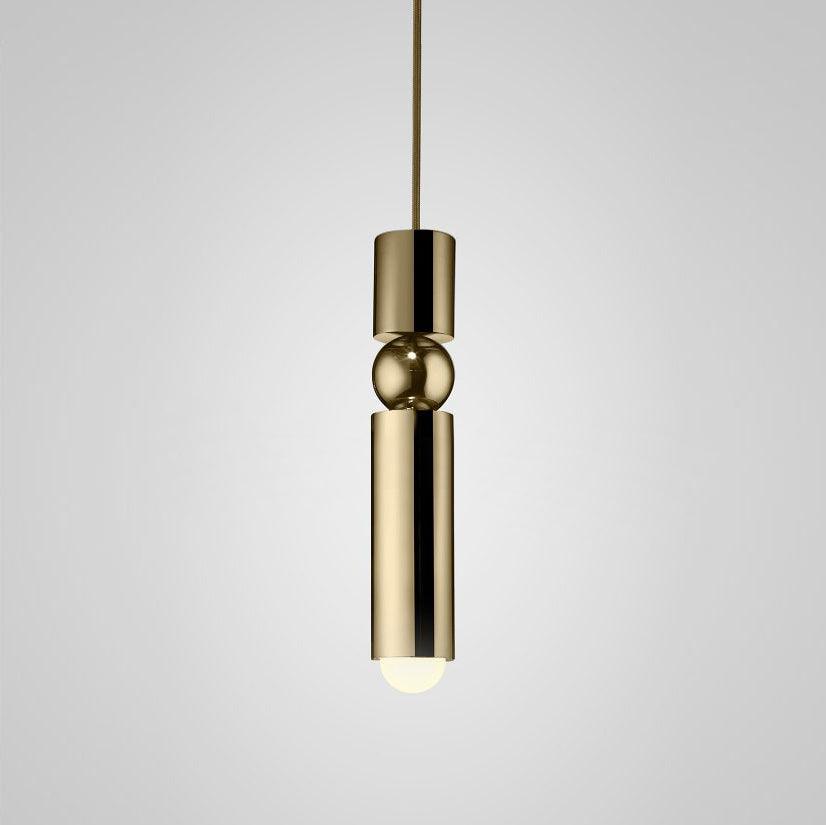 Geometric pendant light with slimline cylinders and warm bulbs