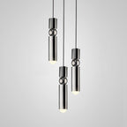 Geometric pendant light with cylinders in a gold finish
