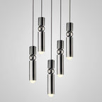 Cylinder cluster pendant light with slimline metal tubes