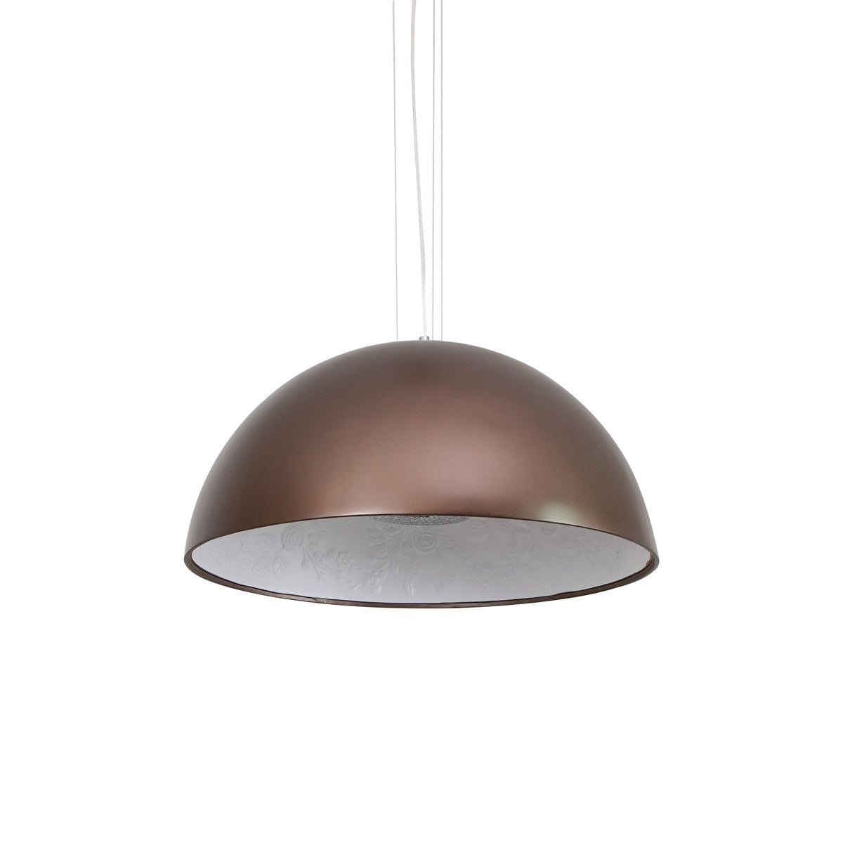 Hemisphere pendant light with adjustable drop cable from the ceiling