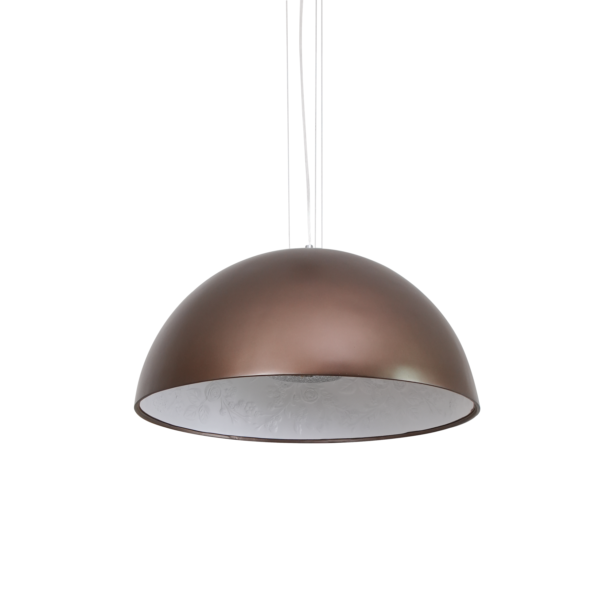 Cast plaster pendant light dome shown against a plain backdrop