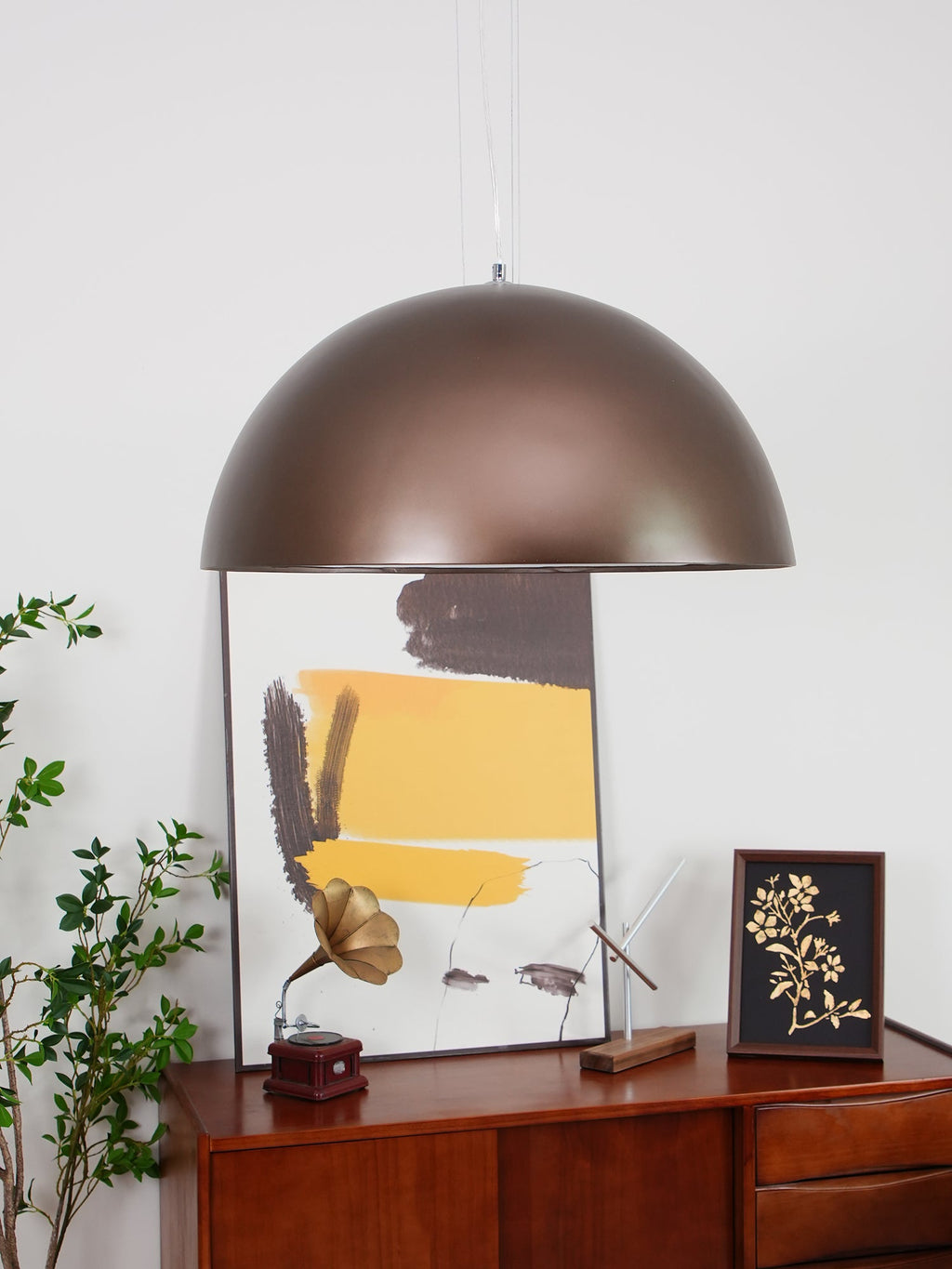 Pendant Light, Cast Plaster Hemisphere Diffuser, E27, 6 Finishes
