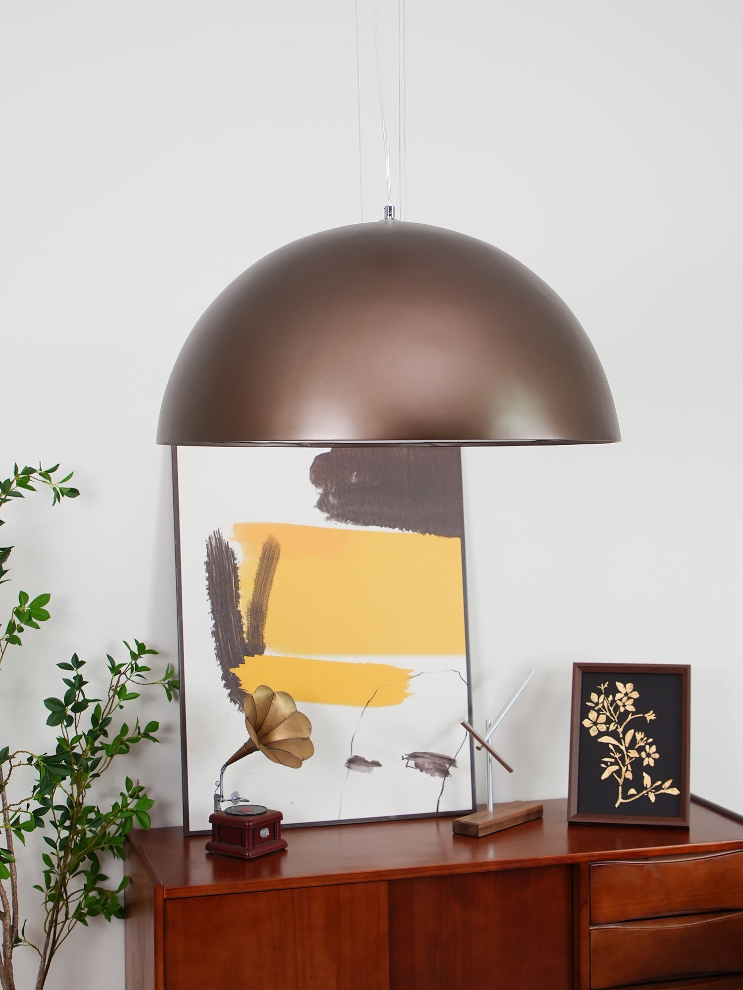 Pendant Light, Cast Plaster Hemisphere Diffuser, E27, 6 Finishes