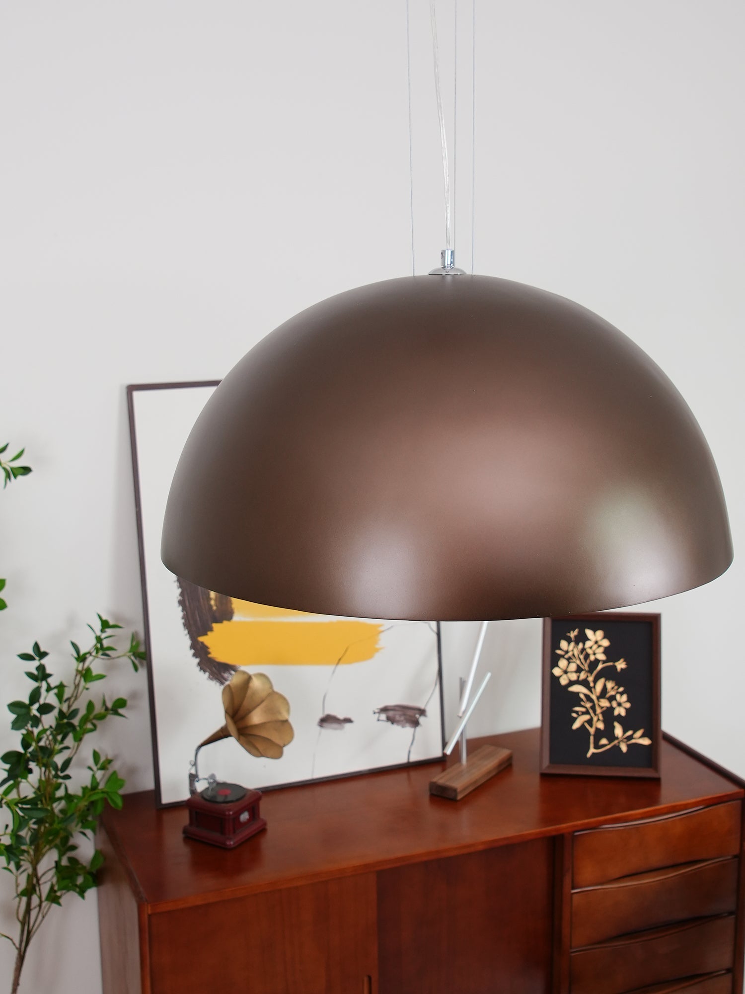 Pendant Light, Cast Plaster Hemisphere Diffuser, E27, 6 Finishes