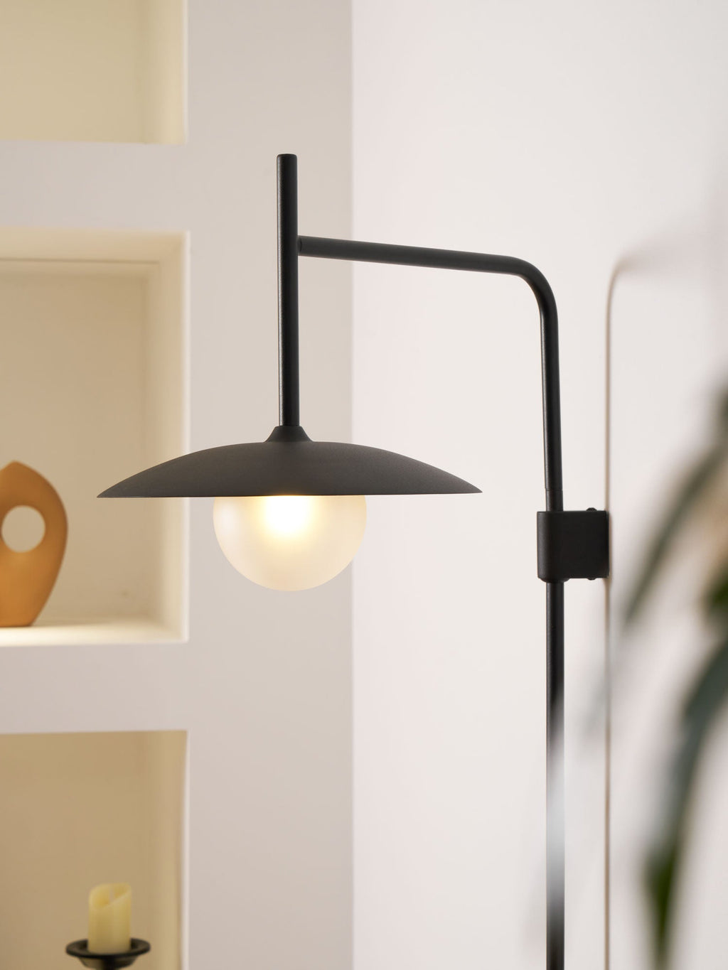 Swing Arm Wall Lamp, Frosted Glass Shade, G9, Plug-In, Gea