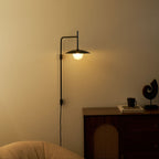 Swing Arm Wall Lamp, Frosted Glass Shade, G9, Plug-In, Gea