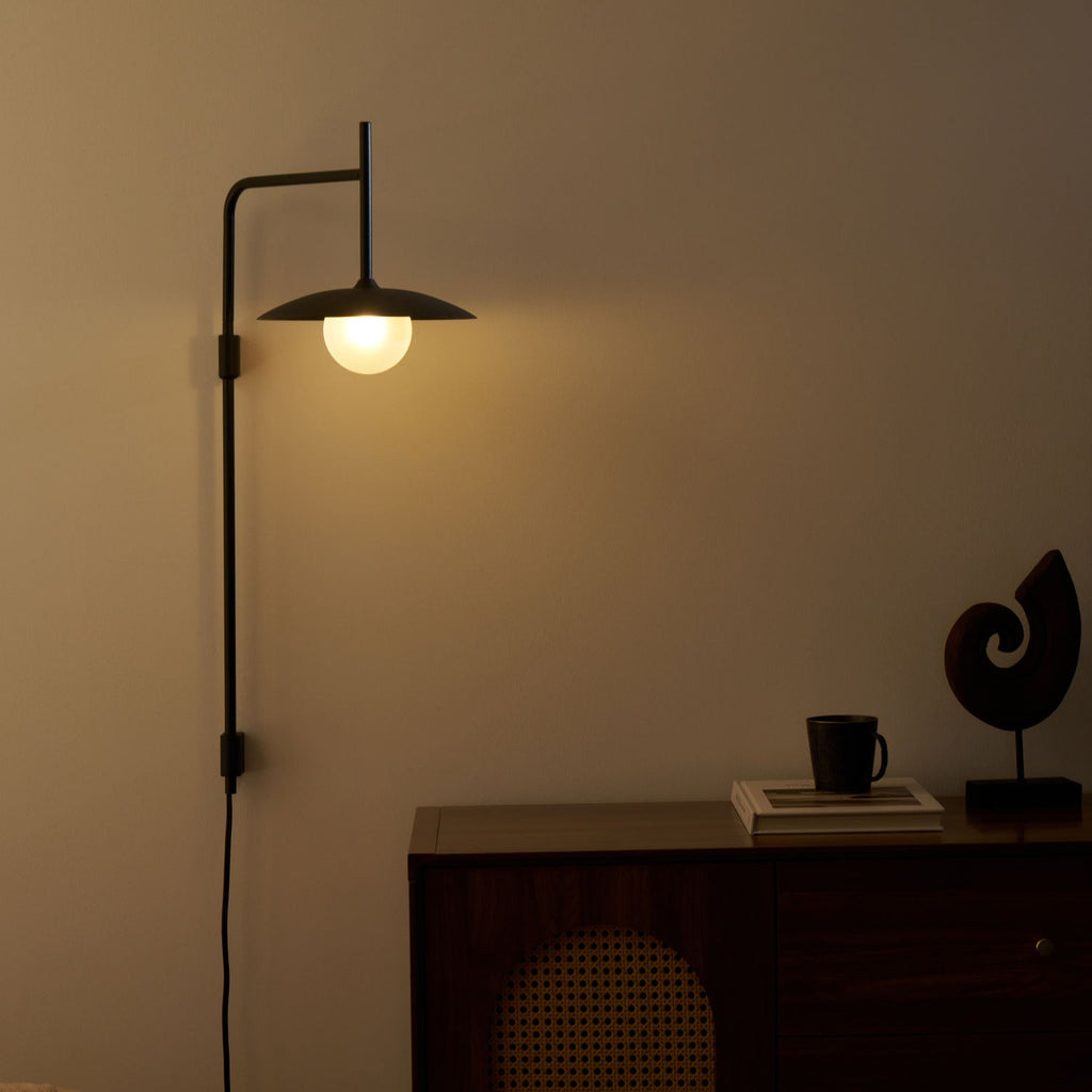 Swing Arm Wall Lamp, Frosted Glass Shade, G9, Plug-In, Gea