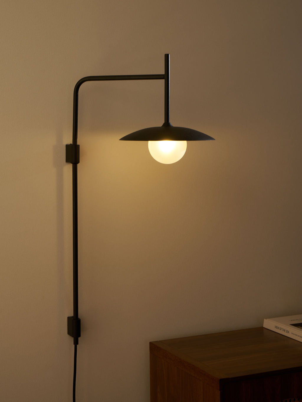 Swing Arm Wall Lamp, Frosted Glass Shade, G9, Plug-In, Gea