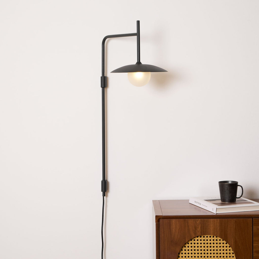 Swing Arm Wall Lamp, Frosted Glass Shade, G9, Plug-In, Gea