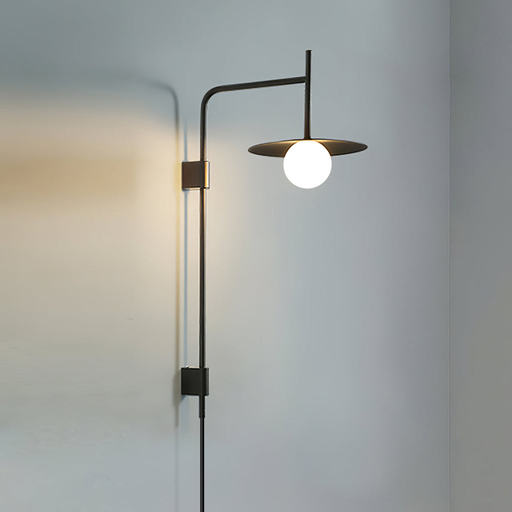 Swing Arm Wall Lamp, Frosted Glass Shade, G9, Plug-In, Gea