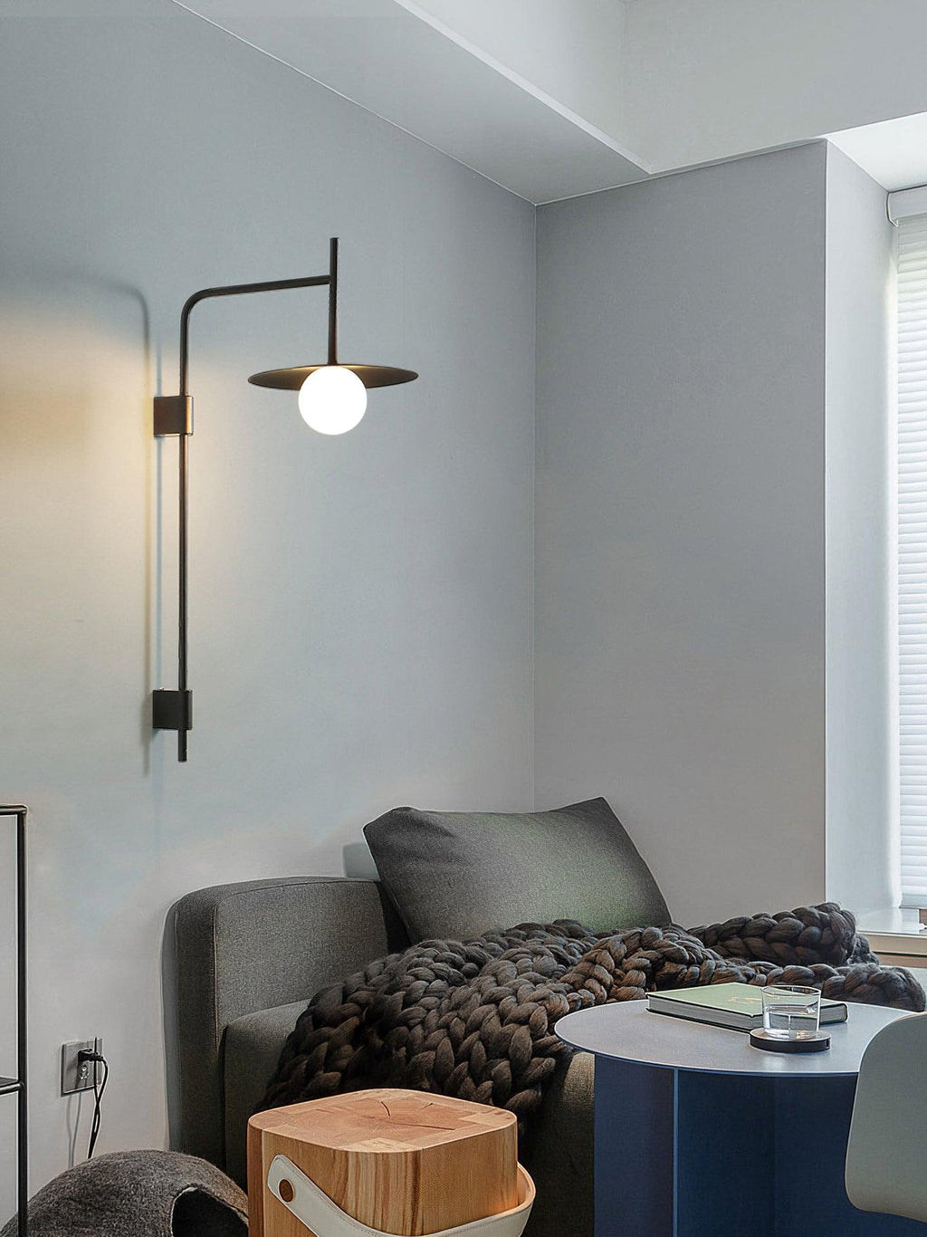 Swing Arm Wall Lamp, Frosted Glass Shade, G9, Plug-In, Gea