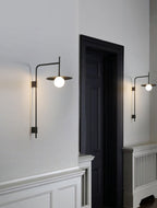 Swing Arm Wall Lamp, Frosted Glass Shade, G9, Plug-In, Gea