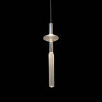 A round disc cap sits above this Clérachic pendant's fluted glass cylinder, lit against black.