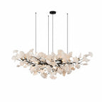 Gingko leaf chandelier as a sculptural centrepiece in a luxe interior