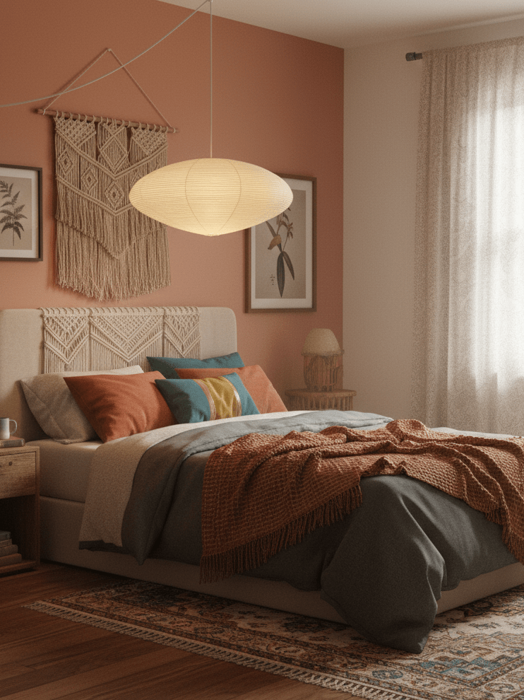 White washi paper pendant lighting a calm interior corner