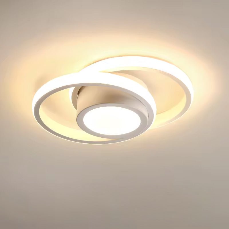 Loftlampe, to sammenflettede ringe, gennemsigtige akryl-diffusorer