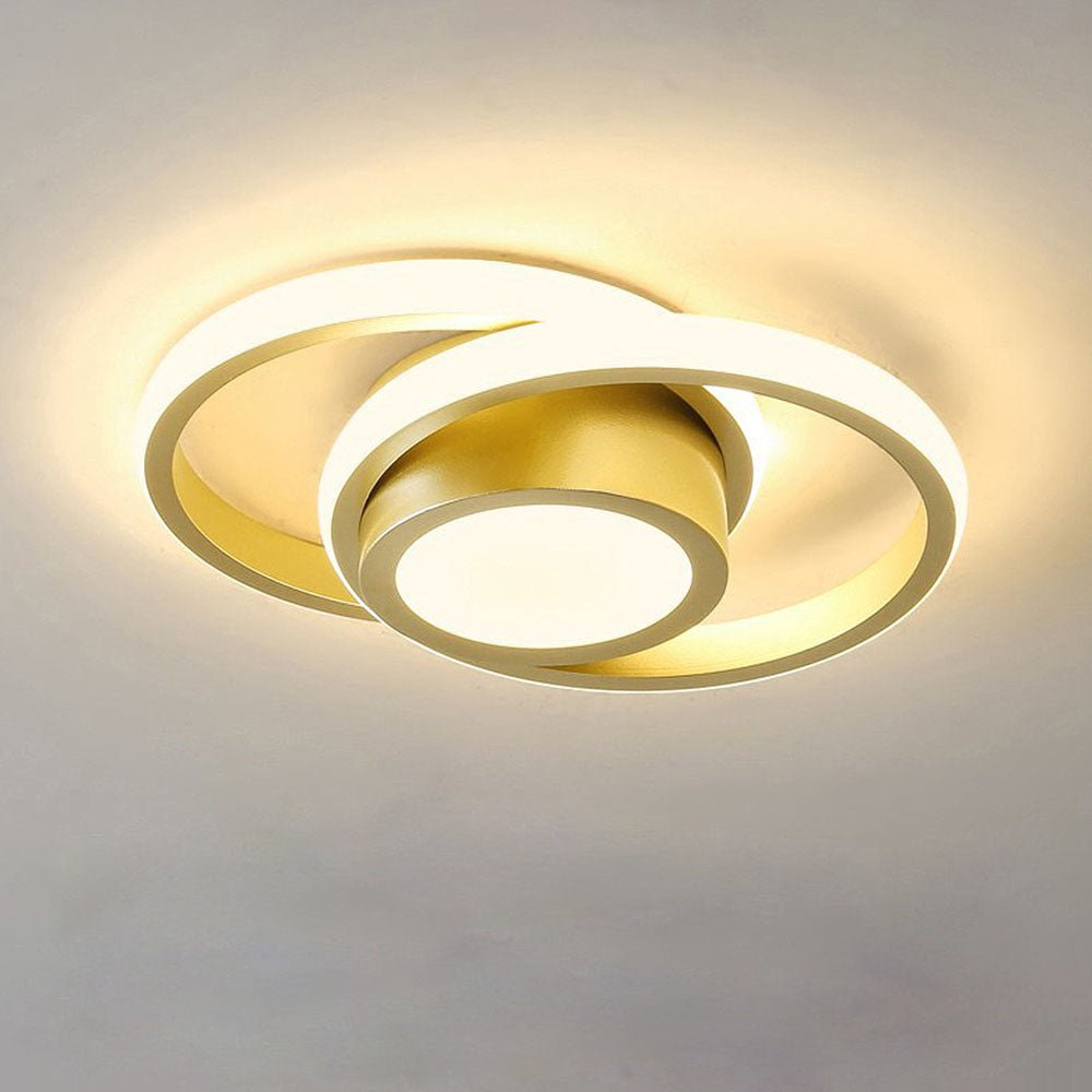 Loftlampe, to sammenflettede ringe, gennemsigtige akryl-diffusorer