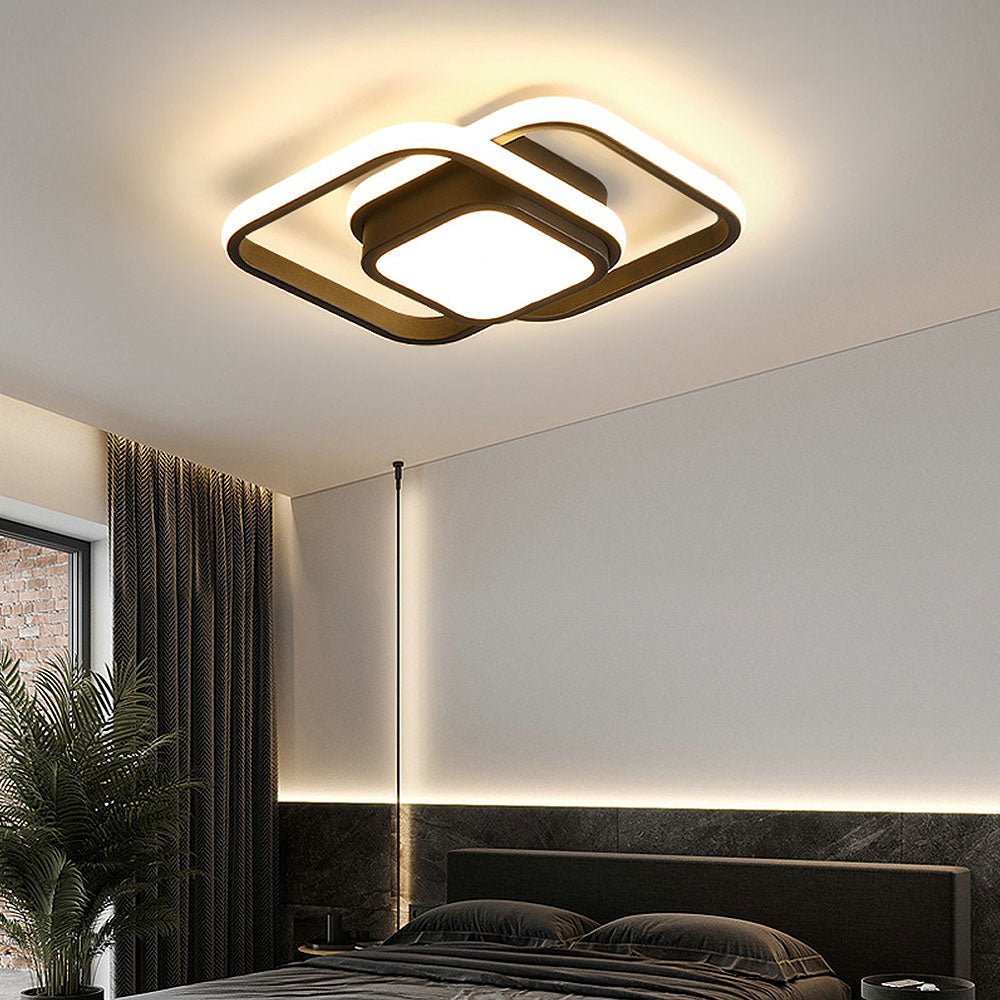 Loftlampe, to sammenflettede ringe, gennemsigtige akryl-diffusorer