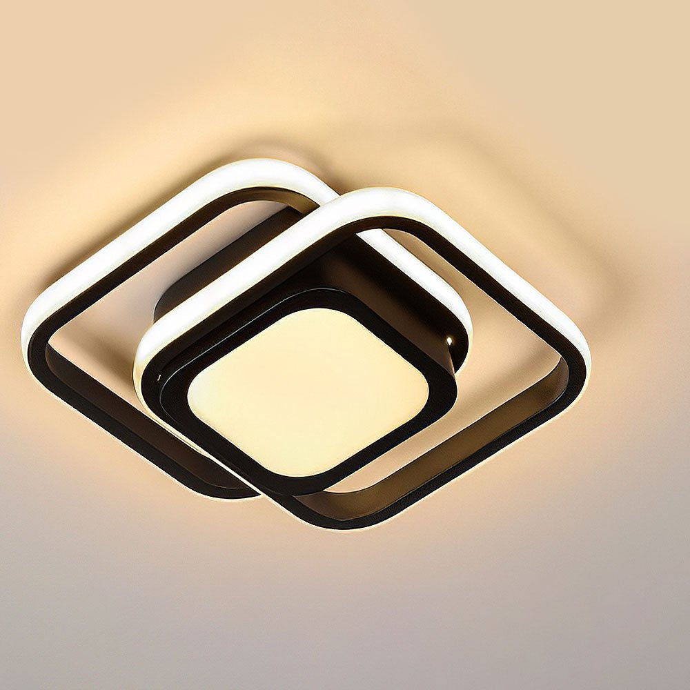 Loftlampe, to sammenflettede ringe, gennemsigtige akryl-diffusorer