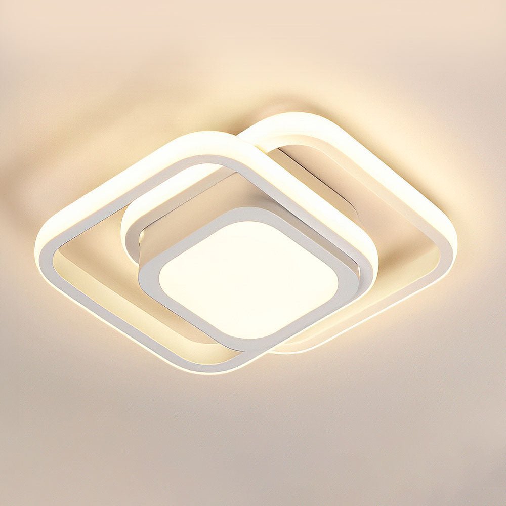 Loftlampe, to sammenflettede ringe, gennemsigtige akryl-diffusorer