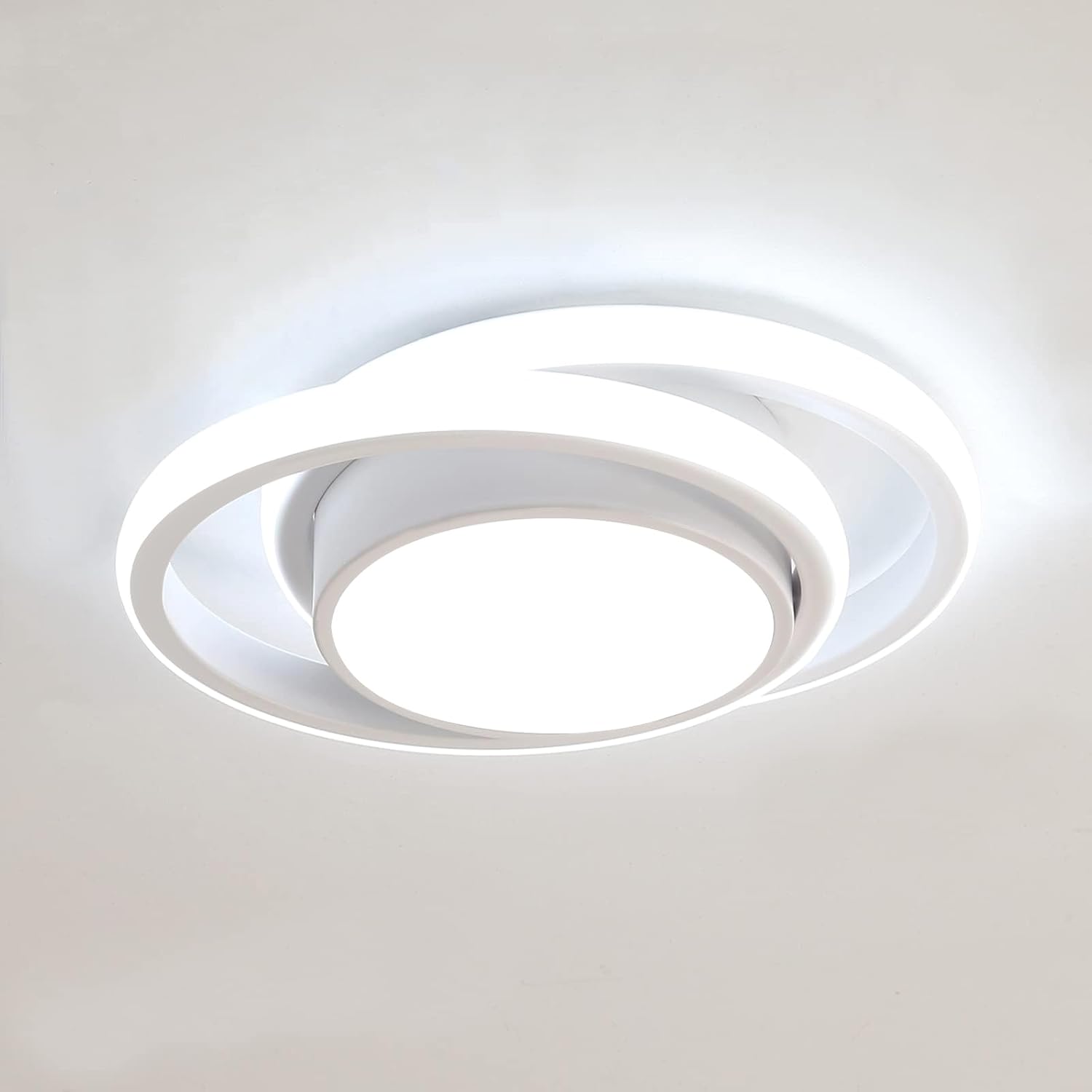 Loftlampe, to sammenflettede ringe, gennemsigtige akryl-diffusorer