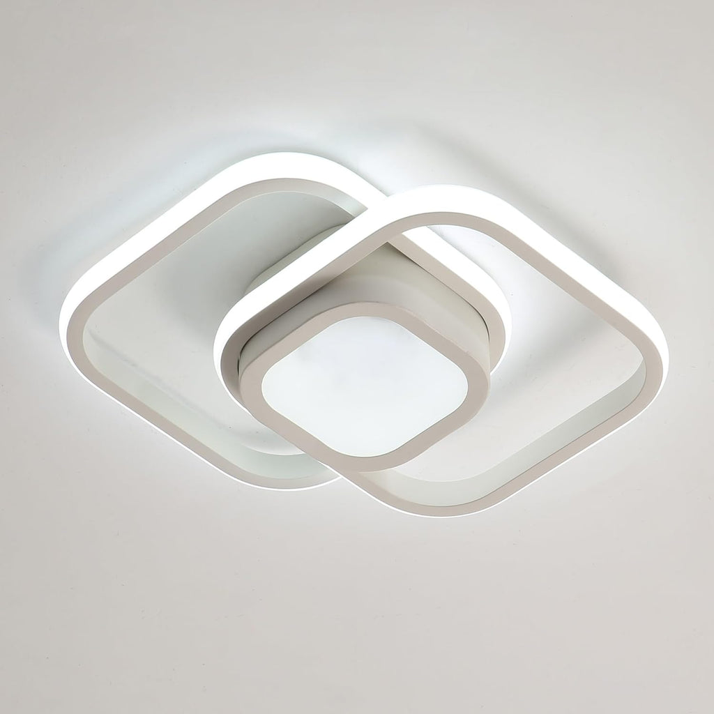 Loftlampe, to sammenflettede ringe, gennemsigtige akryl-diffusorer