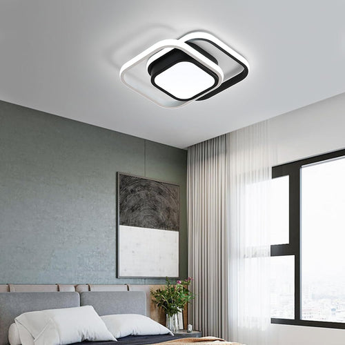 Ceiling Light, Two Interlocking Rings, Translucent Acrylic Diffusers