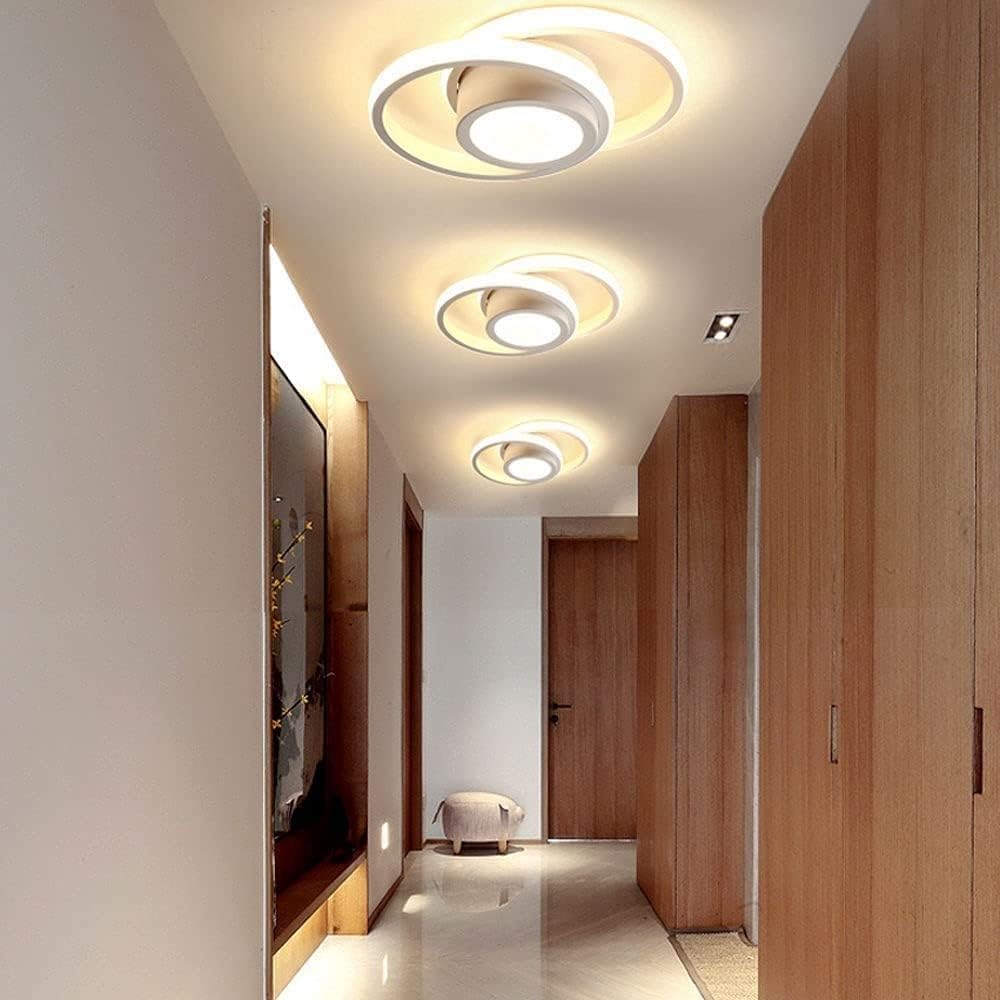 Loftlampe, to sammenflettede ringe, gennemsigtige akryl-diffusorer