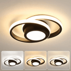 Loftlampe, to sammenflettede ringe, gennemsigtige akryl-diffusorer