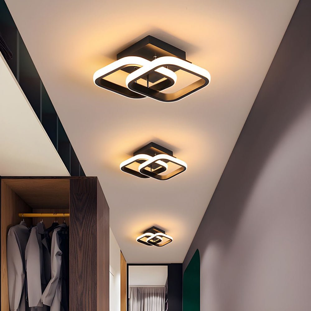 Overlappende geometrisk loftslampe, akryl diffusorer, gennemsigtigt skær