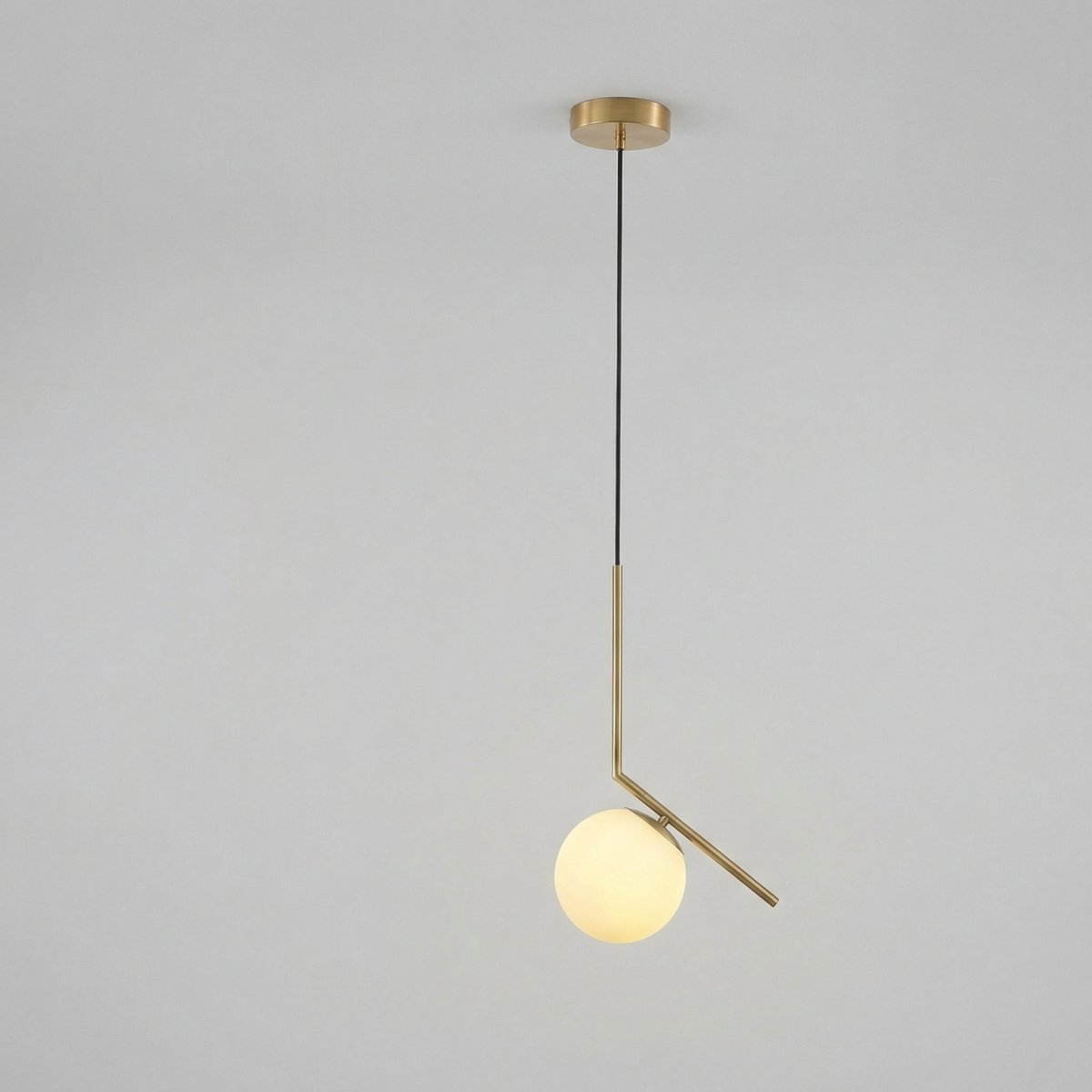 Taklampe, nordisk stil, gullfarget jernramme, glasskuppel, 12 tommer