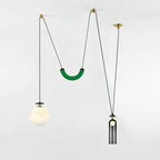 Geometrisk lysekrone, modulære glasskærme, E14-fatning, guld eller sort