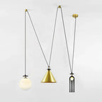 Geometrisk lysekrone, modulære glasskærme, E14-fatning, guld eller sort